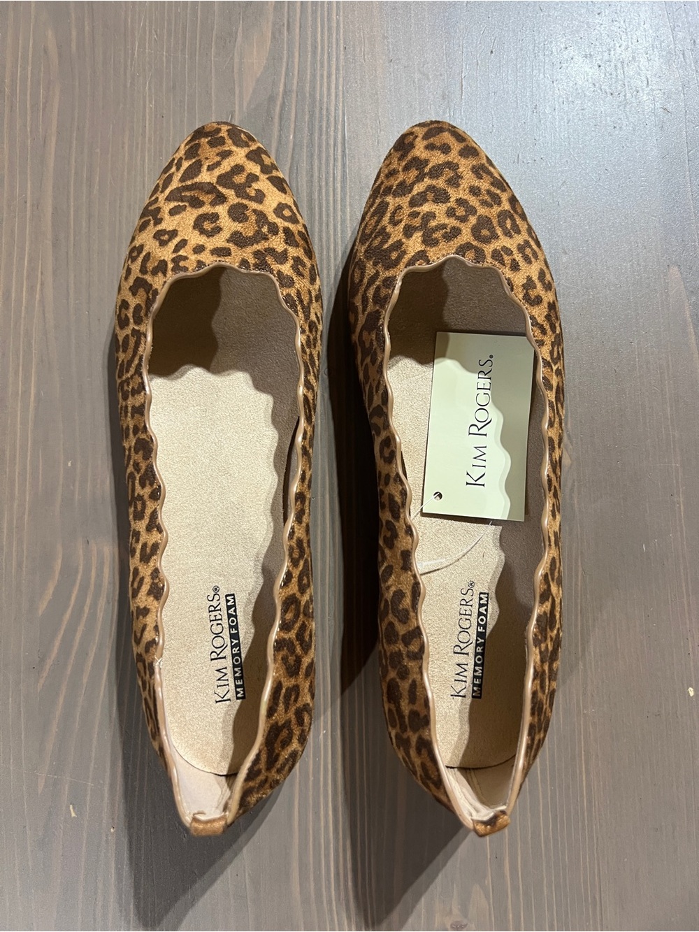 Kim Rogers Leopard Print Scalloped Ballet Flats - Brown